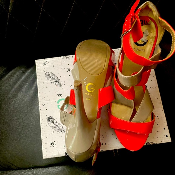 Guess orange and tan platform heels. - Picture 2 of 3
